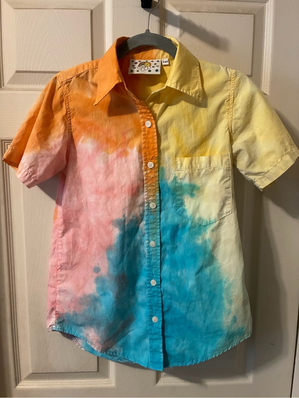 Big Bud Press Tie-Dye Short Sleeve Button Down Too XXS